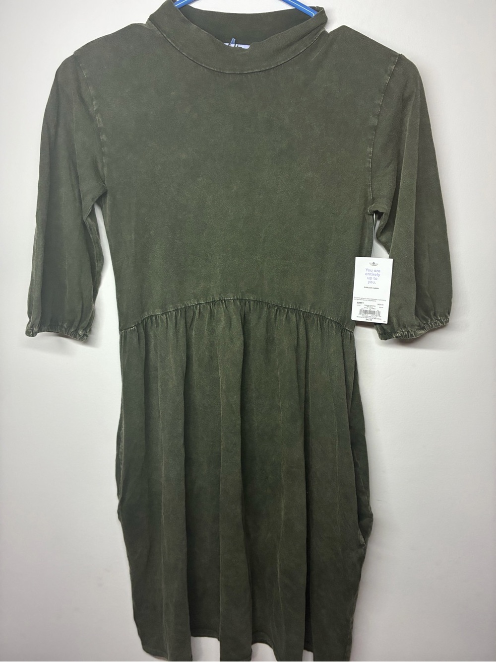 Casual Midi Smock Dress in Olive Green
